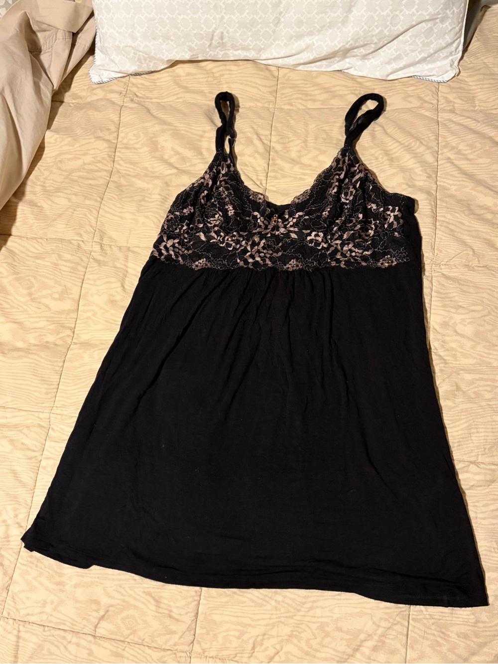 Thalia Sodi Black Chemise with Nude Lace Bodice